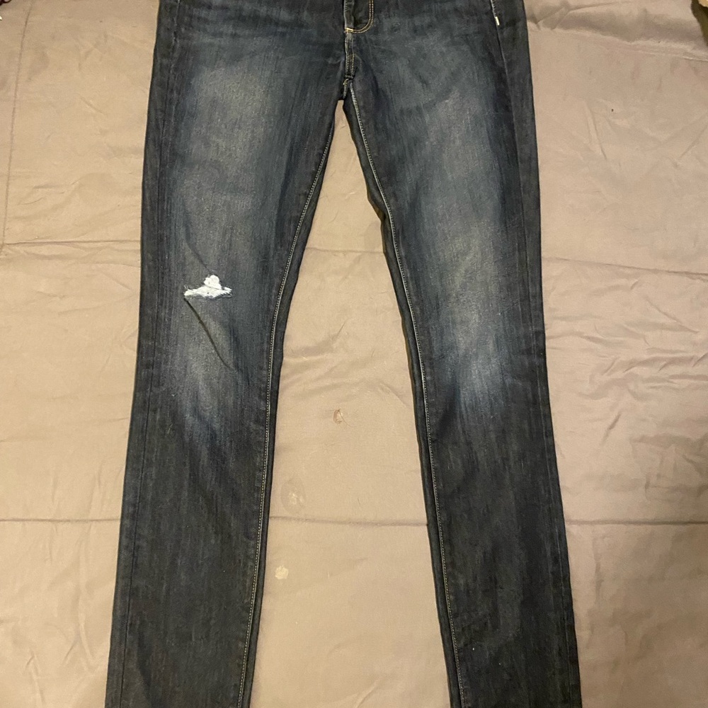 Paige Blue Heights Low Rise 12” Peg Denim Blue Jeans